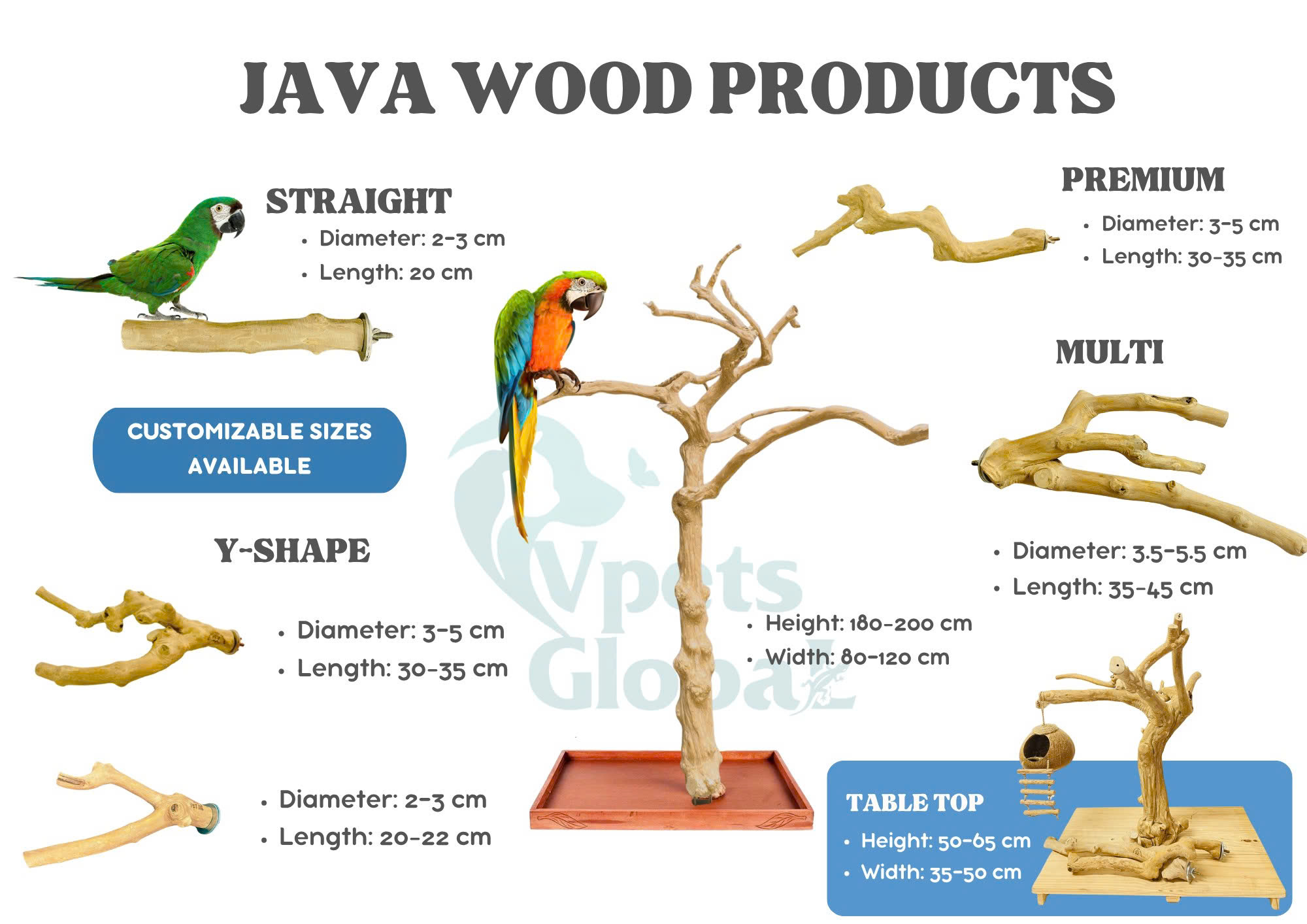 JAVA WOOD TREE STANDS FOR BIRDS